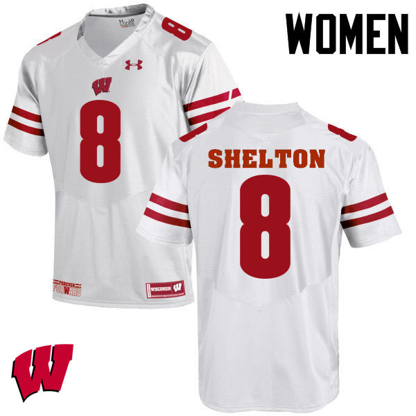 Wisconsin Badgers Women's #8 Sojourn Shelton NCAA Under Armour Authentic White College Stitched Football Jersey YH40D77SU